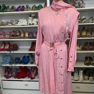 RARE Coach 1941 2020 Runway Abstract Pink Belted Midi Dress